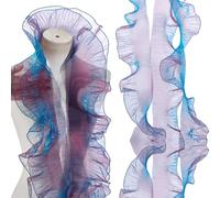 AHANDMAKER 25 Yard Ruffle Pleated Chiffon Trim Iridescent Purple Organza Ribbon Lace Fabric Polyester 4.92in Wide for Hat Lantern Skirt Christmas Tree Under The Sea Party Decor Sewing Craft