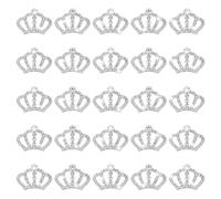 AHANDMAKER 25Pcs Crystal Rhinestone Crown Embellishments, Shiny Metal Crown Shaped Flatback Rhinestone Charms Mini Crystal Gemstone Crowns for Jewelry Making DIY Crafts Cellphone Decoratiions