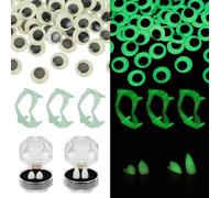 AHANDMAKER 25Pcs Glow in The Dark Vampire Teeth, 2 Pairs Vampire Fangs Cosplay Dentures Halloween, Halloween Tricks Glow in The Dark Eyes for Halloween Decoration Halloween or Masquerade Parties