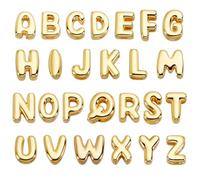 AHANDMAKER 26 Pcs 18K Real Gold Plated Letter Charms Brass A-Z Alphabet Beads, Personalized Pendants Dangle Charms Ornament for DIY Handmake Necklace Bracelet Keychains Jewelry Making