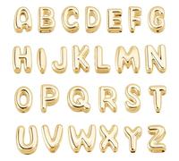 AHANDMAKER 26Pcs 14K Real Gold Plated Large Letter Beads, Brass A-Z Alphabet Spacer Bead Large Hole Loose Beads for Jewelry Making DIY Bracelets Necklaces Keychains Craft Supplies Gifts