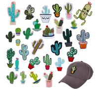 AHANDMAKER 29 Styles Cactus Embroidered Patches, Green Plant Iron On Patch Applique, DIY Sew Applique Repair Patch, Cute Cartoon Patches for Shoes Backpack Repairing and Decorations