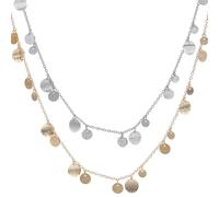 AHANDMAKER 2pcs 2 Colors Dainty Multi Disc Choker Necklace, 15.8 inch Brass Platinum Golden Dangling Charms Adjustable Clasps Delicate Stackable Jewelry Gifts for Women Birthday Anniversary