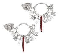 AHANDMAKER 2Pcs Bible Theme Charms, Vintage Metal Helmet Shield Horse and Ring Shape Pendants with Belt Spiritual Style Dangle Charms for Jewelry Making Necklaces Bracelets Keychains DIY Crafts Gifts