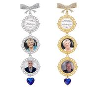 AHANDMAKER 2Pcs Bouquet Photo Charms Bridal Lacy Oval Memorial Bride Pendant Wedding Bouquet Memorial Remembrance Photo Charm Memorials Pin for Wedding Groom Bridal Shower and Bachelor Party