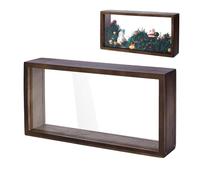 AHANDMAKER 2Pcs Brown Shadow Photo Frame Double Acrylic Shadow Boxes Display Cases Wooden Dried Flower Frame DIY Display Storage Box for Home Decor, Specimens, Handicrafts 13x5.3x26cm