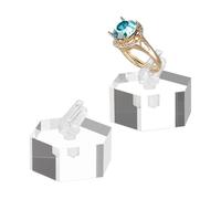 AHANDMAKER 2Pcs Clear Acrylic Ring Display Stand, Hexagon Ring Showcase Display Holder Rings Stand Jewelry Storage Organizer Display Riser Stand for Rings Trade Show Countertop Home Decor