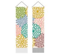 AHANDMAKER 2Pcs Colorful Dahlia Tapestry, Floral Exquisite Detail Tassel Tapestry Hanging for Bedroom Living Room Ornament(45.7x13 Inch)