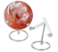 AHANDMAKER 2Pcs Crystal Ball Holder, Platinum Iron Arms Display Stand Sphere Display Holder for Small Gemstones Geodes Mineral Agate Home Office Decor, 8.05x2.44x3.46 inch