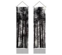 AHANDMAKER 2Pcs Gothic Black Forest Tapestry, Gothic Style Trees Woods Wall Hanging Tapestries, Dark Forest Halloween Tapestry with Tassels Nature Wall Art for Bedroom Office Decoration, 45.7x13 Inch