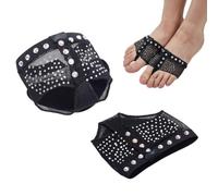 AHANDMAKER 2Pcs Half Soles Dance Shoes With Rhinestone Foot Undies Toe Thongs Polyester Black Half Sole Dance Shoes for Lyrical Contemporary Dance Class Performance Stage Decoration