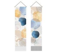 AHANDMAKER 2Pcs Minimalist Line Vertical Tapestry, Watercolor Circle Wall Hanging, Abstract Shape Tassel Wall Art, Mystic Aesthetic Tapestry for Bedroom and Living Room (45.7x13 Inch)