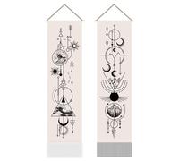 AHANDMAKER 2Pcs Mountain Theme Tapestry, Japanese Ocean Wave Long Vertical Wall Hanging, Tassel Wall Tapestry Mystic Aesthetic Decorations for Bedroom and Living Room(45.7x13 Inch)