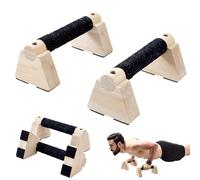 AHANDMAKER 2Pcs Push Up Bars Wooden Parallettes Bars Calisthenics Bar Wooden Parallettes Handle Stands Grip Pushup Handles Fitness Blocks for Outdoor Home Men and Women Arm Strength Training