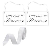 AHANDMAKER 2Pcs Reserved Row Signs for Wedding Acrylic Tag Hanging with White Ribbon Wedding Ceremony Seating Marker Reserved Signs for Important Events Church Pews Chair and Restaurant