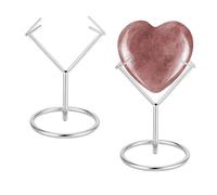 AHANDMAKER 2Pcs Rock Display Stand, Metal Crystal Display Holder Small Crystal Ball Holders for Gemstones Spheres Geodes Rocks Fossils Marbles Home Office Decor, 2.3x2.58x3.54 Inches, Platinum