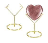 AHANDMAKER 2Pcs Rock Display Stand, Metal Crystal Display Holder Small Crystal Ball Holders for Gemstones Spheres Geodes Rocks Fossils Marbles Home Office Decor, 2.3x2.58x3.54 Inches, Golden