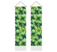 AHANDMAKER 2Pcs St. Patrick's Day Tapestry, Clover Wall Hanging Tapestries Green Four-leaf Clover Tassel Wall Tapestry Aesthetic Decor for Bedroom Living Room Home Office Decoration, 45.7x13 Inch