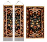 AHANDMAKER 2Pcs Sunflower Moth Tapestry, Butterfly Floral Long Vertical Tapestry Wall Hanging, Vintage Flower Tassel Wall Tapestry Mystic Aesthetic Tapestry for Bedroom and Living Room(45.7x13 Inch)
