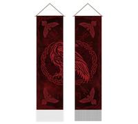 AHANDMAKER 2Pcs Viking Themed Tapestry, Raven Crow Meditation Runes Vertical Wall Hanging, Tassel Wall Tapestry Mystic Aesthetic Decorations for Bedroom and Living Room(45.7x13 Inch)