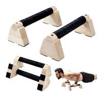 AHANDMAKER 2Pcs Wooden Parallettes Bars for Handstand Training 9.8x3.8x3.9 in Natural Bisque Calisthenics Equipment Push Up Bars Dip Stands for Home Gym Strength Training Men Fitness Essentials