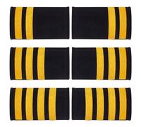 AHANDMAKER 3 Pairs Airlines Pilot Uniform Epaulets Traditional Professional Aviators Shoulder Boards Captain Shoulder Boards Insignia with Gold Stripes