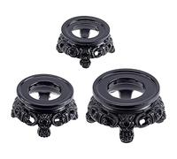 AHANDMAKER 3 Pcs Black Wooden Stand for Crystal Sphere, 3 Size Small Resin Sphere Stand Gazing Ball Holder Pendulum Stand for Display Crystal Ball Stone Quartz Ball Orb Home Table Decoration