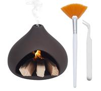 AHANDMAKER 3 Pcs Palo Santo Holder Teardrop Ceramic Incense Holder Black Palo Santo Burner Kit with Brush and Tweezers for Yoga Meditation Room Home Office Decor