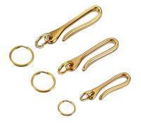 AHANDMAKER 3 Set Fish Hook Keychain Metal Key Ring Golden Solid U Shape Key Hook Belt Keyring Pocket Clip Wallet Clip Holder for Men Women Wallet Chain Purse Accessory ID Card Organize