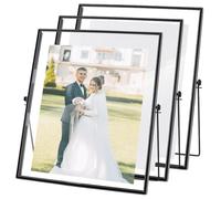 AHANDMAKER 3 Sets Black Floating Picture Frame 12 x 10 Inch for Picture Sizes 8x10, 7x9, 6x8, 5x7 Tabletop Display Photo Frame Classy Gift for Wedding Birthday Christmas Home Office Decor