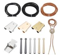 AHANDMAKER 3 Sets Bolo Tie Finding Sets, 3 Colors Bolo Tie Tips Replacement End Caps Kit, Alloy Bolo Cap Buckle, Bolo Tie Tips for DIY Crafts Findings Clothes Decor Design Necklace Jewelry Making