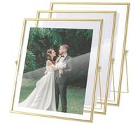 AHANDMAKER 3 Sets Golden Floating Picture Frame 12 x 10 Inch for Picture Sizes 8x10, 7x9, 6x8, 5x7 Tabletop Display Photo Frame Classy Gift for Wedding Birthday Christmas Home Office Decor