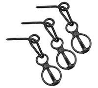 AHANDMAKER 3 Sets Horse Tie Ring, Sturdy Metal Tie Ring Horse Training Equipment with Eye Bolts and Snaps Horses Tack and Supplies Safe Horses Accessories for Stall Stable Racetrack, Black