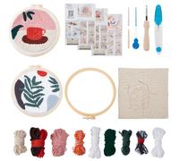 AHANDMAKER 3 Sets Punch Needle Kits with 9 Colors Yarns, Needle Threaders and Embroidery Frame, Needle Pen, Scissors, Embroidery Set for DIY Craft Stitching Starter Craft Beginner
