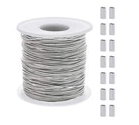 AHANDMAKER 304 Stainless Steel Wire Cable, 393 Ft Length 1/32 Wire Rope with 50 Pcs Rectangle Aluminum Crimping Sleeves for Party Decro String, Clothesline, Easy to Hang