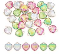 AHANDMAKER 30Pcs 3 Color Mermaid Scale Enamel Charms with Alloy Plated Base, Heart Fish Scale Pendants, Ocean Themed Dangle Accessories for Jewelry Making DIY Craft Accessories 17x13mm