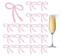 AHANDMAKER 30Pcs Pink Bows Drink Markers Acrylic Bowknot Wine Glass Markers Coquette Wine Glass Tags Charms for Bachelorette Birthday Wedding Coquette Tasting Party Decor Accessory