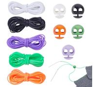AHANDMAKER 30Pcs Silicone Knitting Stitches Holder 5 Rolls 2mm Tubing Barber Cord 5 Colors Stitch Markers Knit Keeper with Needle Stoppers for Crafts Knitting Projects
