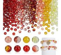 AHANDMAKER 320Pcs 6mm Spray Painted Crackle Glass Beads 8 Colors Round Glass Beads Fall Theme Crystal Bead Crackle Bead for Jewelry Making Bracelet Necklace Earring Clothing Bag Anklet Birthday Gift