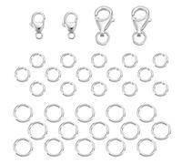 AHANDMAKER 34Pcs 4 Styles 925 Sterling Silver Lobster Claw Clasps & Open Jump Rings, Silver Jewelry Finding Supplies, Connector Clasp for DIY Necklaces Bracelet Keychains Jewelry Making