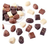 AHANDMAKER 36 Pcs Artificial Chocolates, 18 Styles Fake Chocolates, Simulation Chocolate Artificial Food, 3D Flatback Cabochon Chocolate for Home Kitchen Decor Dessert Shop Decoration Display Props