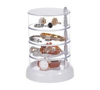 AHANDMAKER 360°Rotating Hair Accessories Organizer 4-Layers Jewelry Storage Box With Lid Clear Jewelry Holder Case Easy Classify Storage Box for Ring Earring Bracelets Makeup Hair Accessories