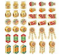 AHANDMAKER 36Pcs 6 Styles Gold Chinese Beads Lucky Bags Fish Bead Chinese Style Festive Blessing Spacer Beads Enamel European Bead for DIY Charm Jewelry Crafts Bracelets Necklaces Making