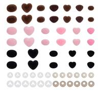 AHANDMAKER 36Pcs Flocking Safety Noses 3 Styles Heart/Oval/Triangle Crafts Amigurumi Velvet Stuffed Animal Noses with Washers for Teddy Bear Puppets Plush Animals Crochet Making, 3 Colors