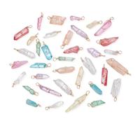 AHANDMAKER 36Pcs Natural Quartz Stones Pendants 9 Colors Gold Plated Wire Wrapped Quartz Gemstone Pendant Nuggets Crystal Stones Charm for Necklaces Jewelry Making DIY Craft