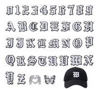 AHANDMAKER 38Pcs Letters and Numbers Iron on Patches, Alphabet A-Z Number 0-9 Heart Butterfly Embroidered Patch Gothic Sewing On Applique for Jackets Jeans Hats Backpacks Halloween Decoration Crafts