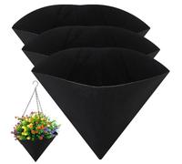 AHANDMAKER 3Pcs Cone Shaped Hanging Basket Liners, 12 Inches Fabric Planter Inserts for Garden Decoration Black Felt Replacement Liner for Indoor Outdoor Flower Pots Vegetables Baskets Window Boxes
