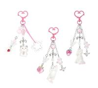 AHANDMAKER 3Pcs Cute Cat Keychain Kawaii Cat Bag Charm Delicate Kitty Keychains Decor Heart Bow Pendant Purse Charms for Women Keys Backpack Purse Wallets Cosmetic Bags Decoration Gifts