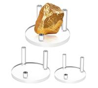 AHANDMAKER 3Pcs Flat Round Rock Display Stand, 3 Sizes Acrylic Display Easel Stands for Geodes, Mineral Holder Small Collectibles Display Stands for Displaying Geodes Rock Mineral Agate Coral