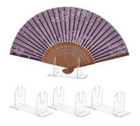 AHANDMAKER 4 Pack Acrylic Fan Display Stand Clear Fan Holder Base Desk Display Stand for Traditional Japanese Chinese Folding Handheld Fan Office Shelfie Desk Decor